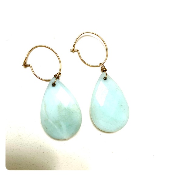 Sea green drop earrings. - Picture 1 of 3